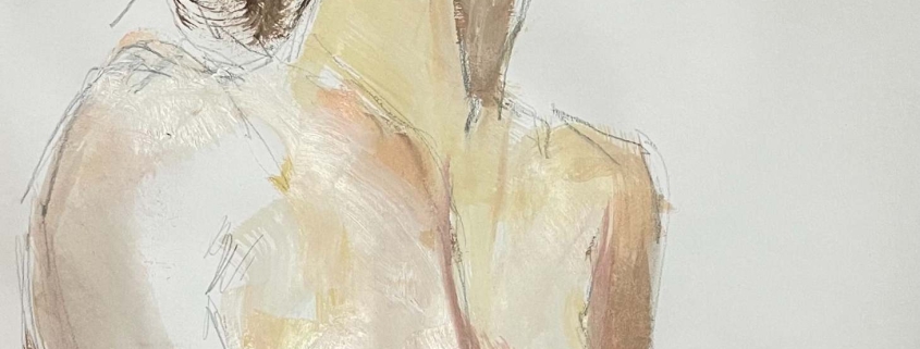 olieverfschets jonge vrouw