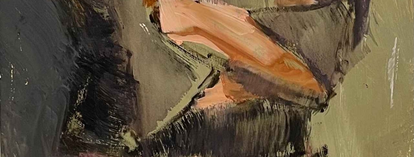 olieverfschets vrouw in gedachten