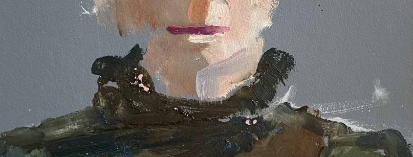 olieverfschets vrouw met koltrui