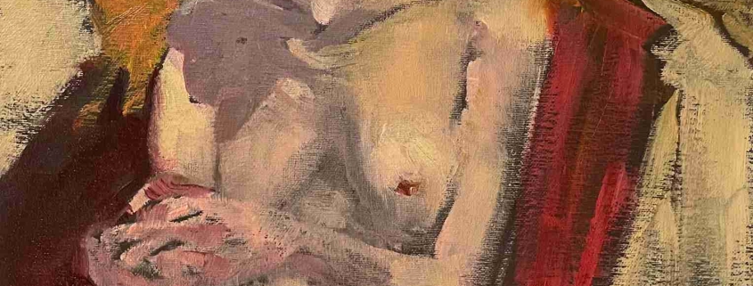 olieverfschilderijtje jong vrouw naakt